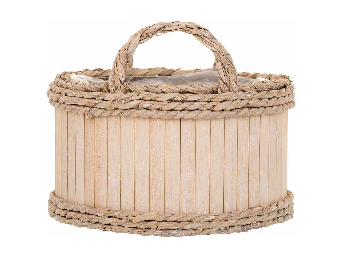 Conjunto de 3 cestos ovais em madeira castanha