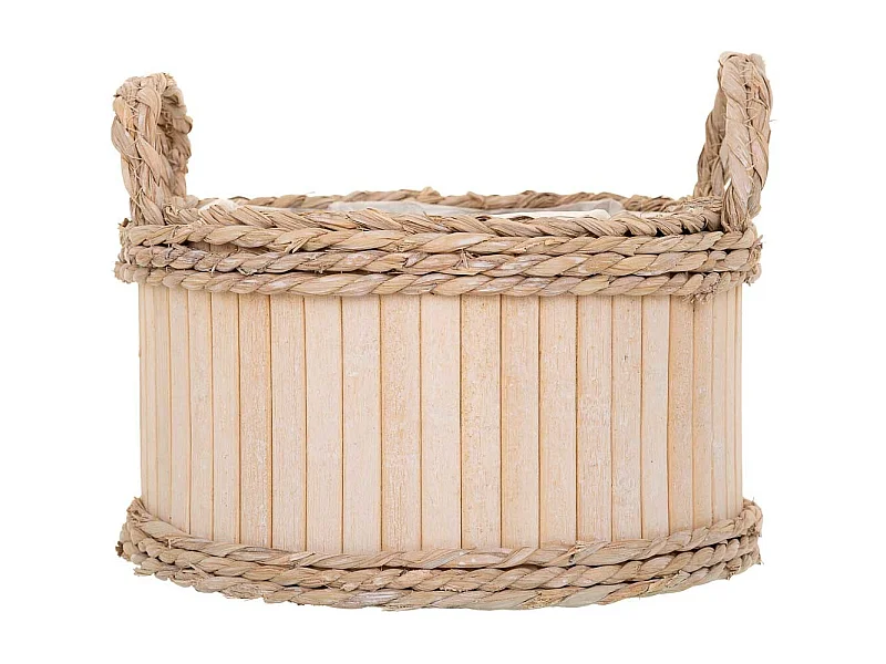 Set 3 Cestos ovalados de madera marrónes