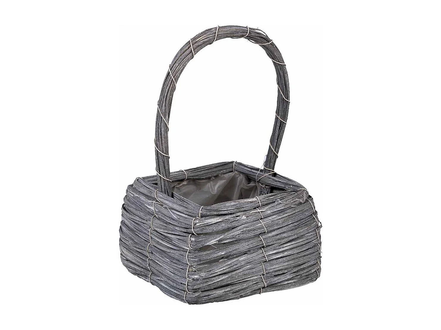Cesta de mimbre gris 17x17x28