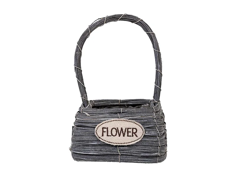 Cesta de mimbre gris 17x17x28