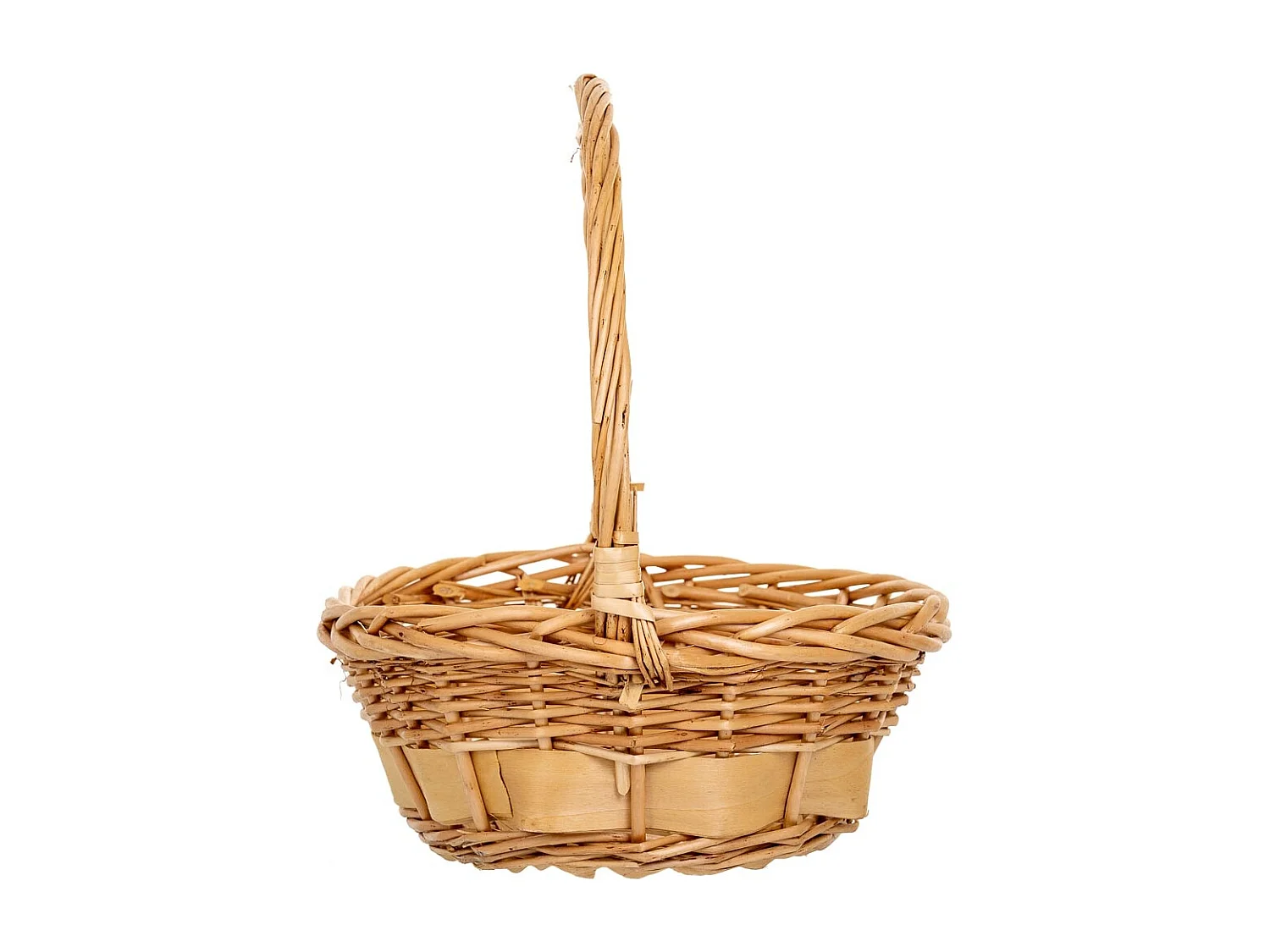 Set di 3 cestini in vimini con manici marroni