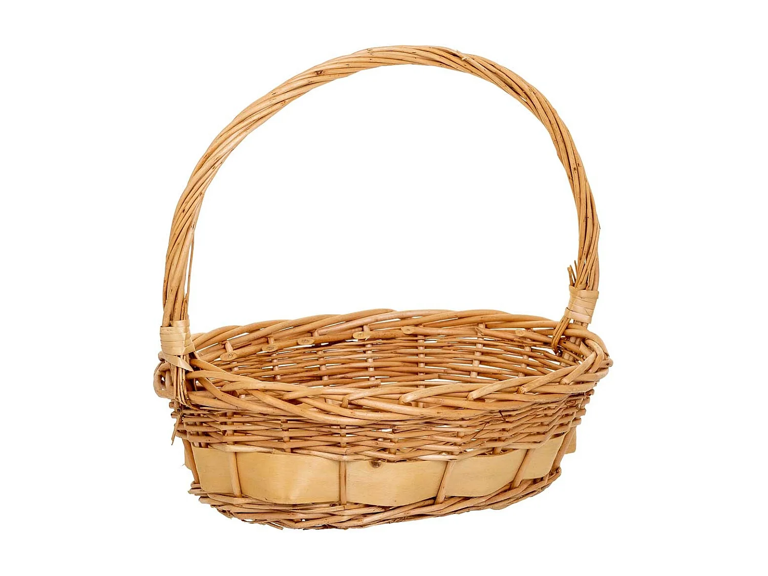 Set di 3 cestini in vimini con manici marroni