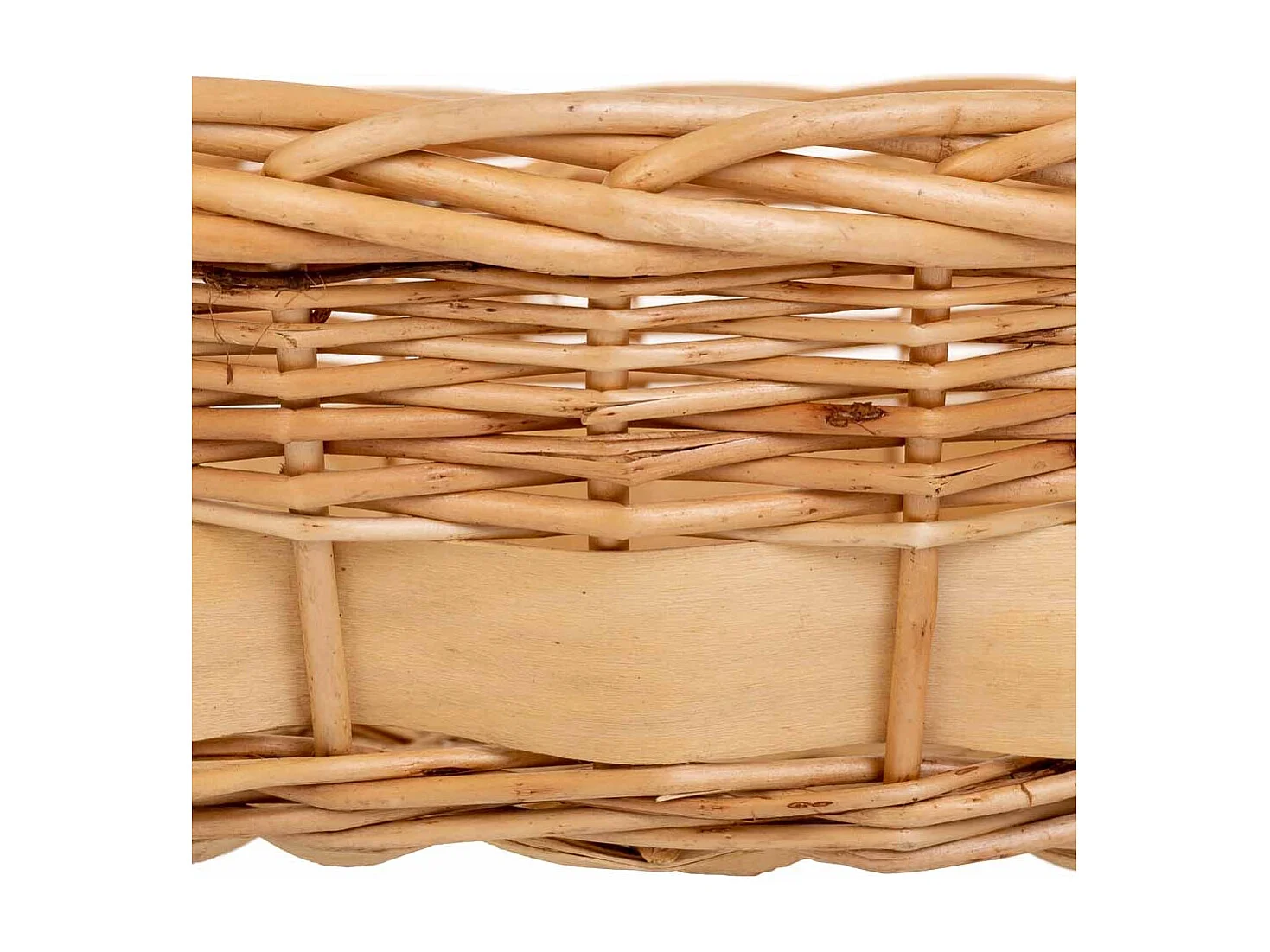 Set di 3 cestini in vimini con manici marroni