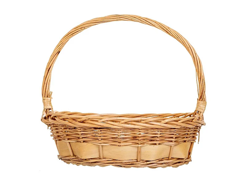 Conjunto de 3 cestos de vime com asas castanhas