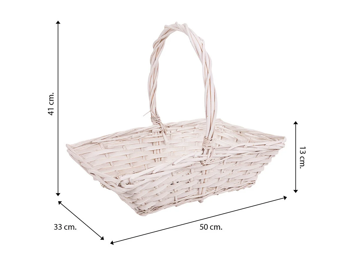 Set de 3 paniers en osier doublés blancs