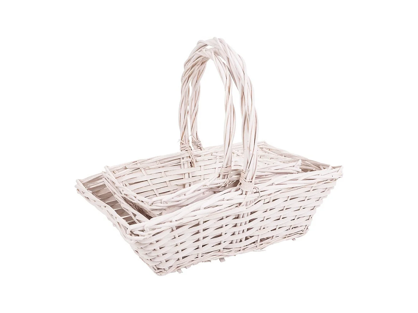 Conjunto de 3 cestos de vime forrados em branco
