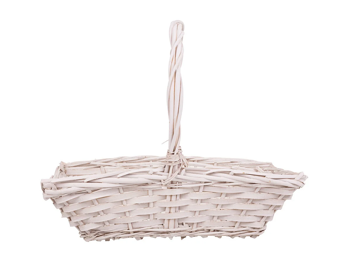 Conjunto de 3 cestos de vime forrados em branco