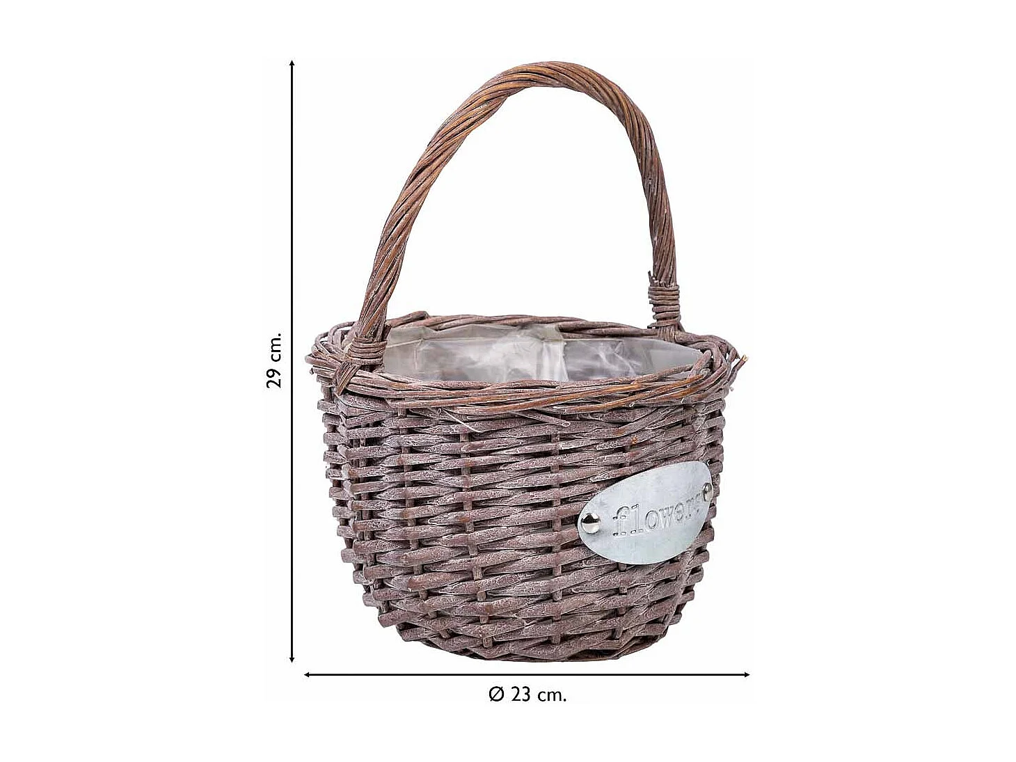 Cesta de vime rosa d23x29