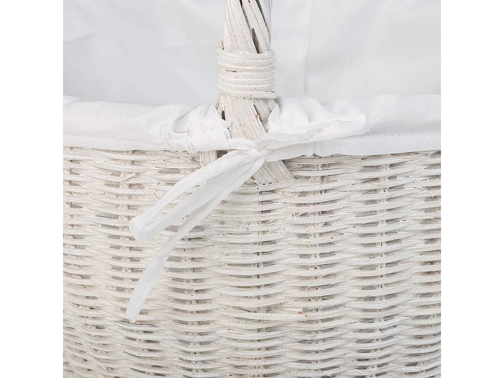 Cestino tondo in midollo con fodera bianca 34x34x16-37h