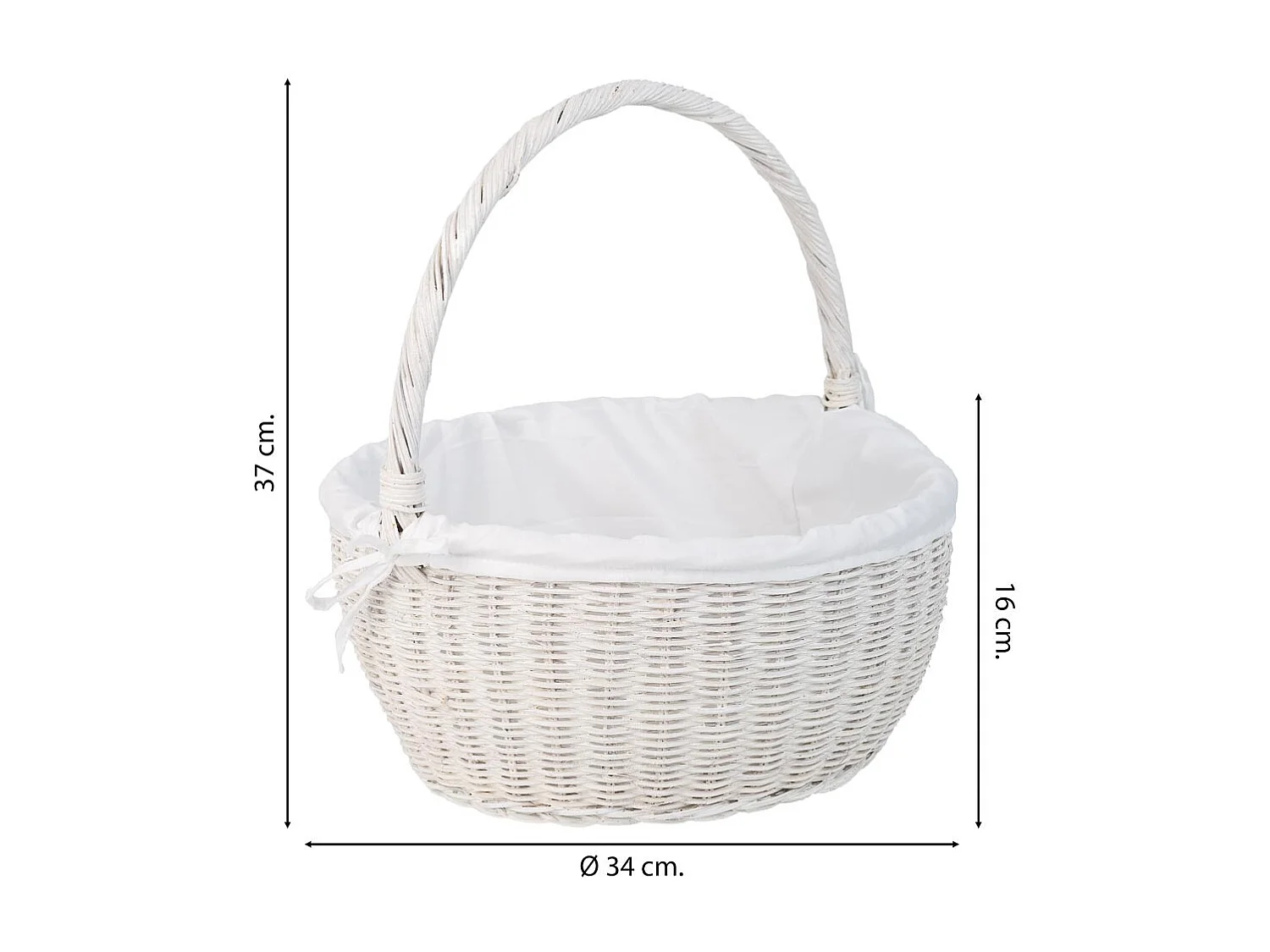 Cesto redondo com forro branco 34x34x16-37