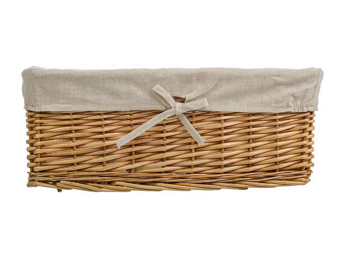 Set 4 cestos de mimbre marrón forrados