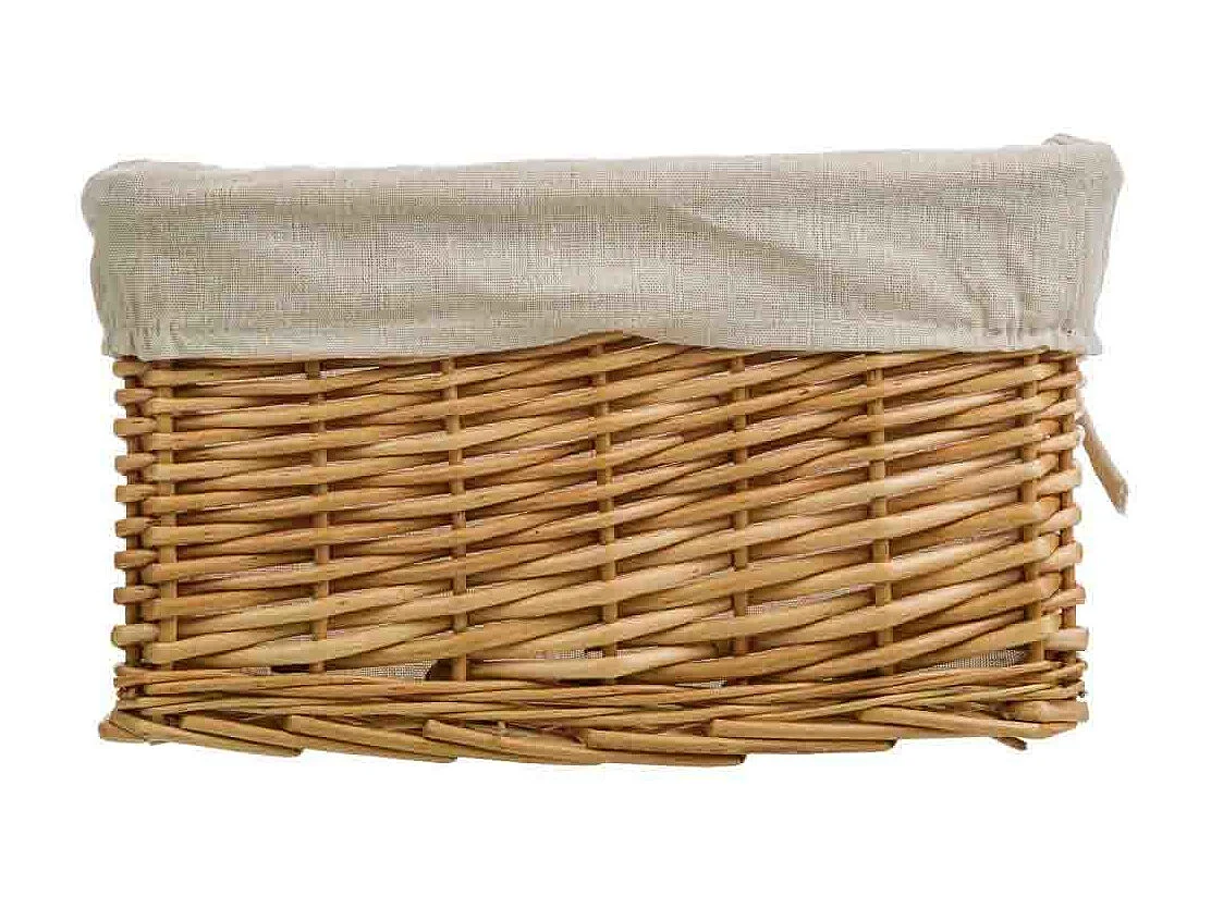 Set 4 cestos de mimbre marrón forrados