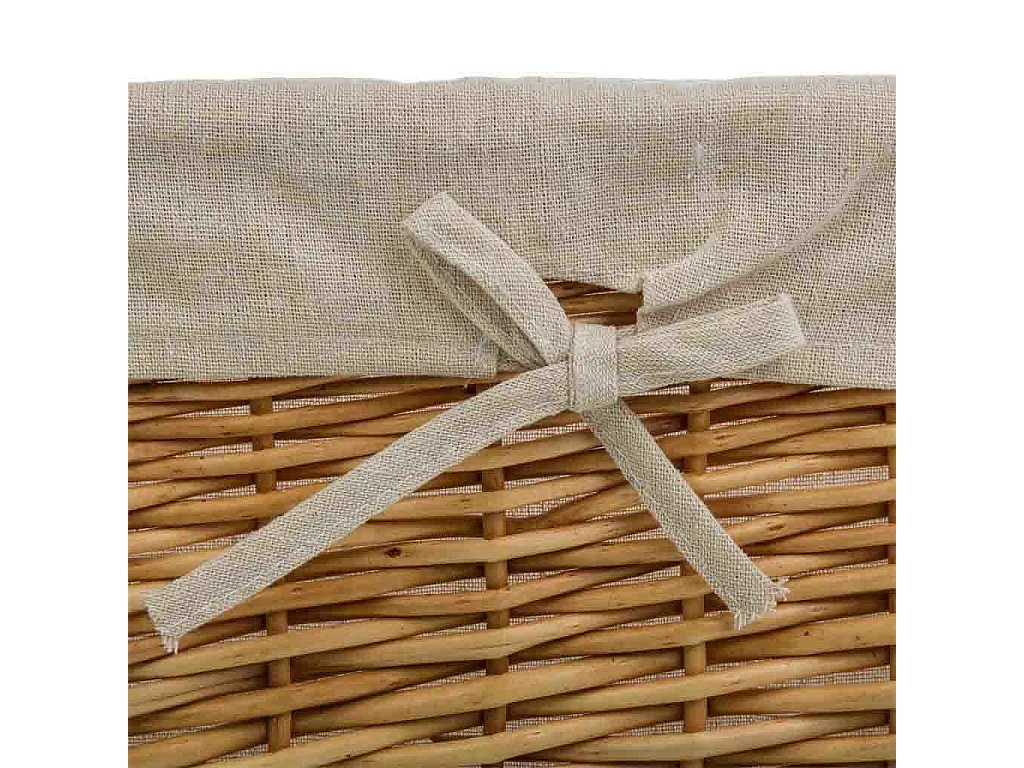 Set 4 cestos de mimbre marrón forrados