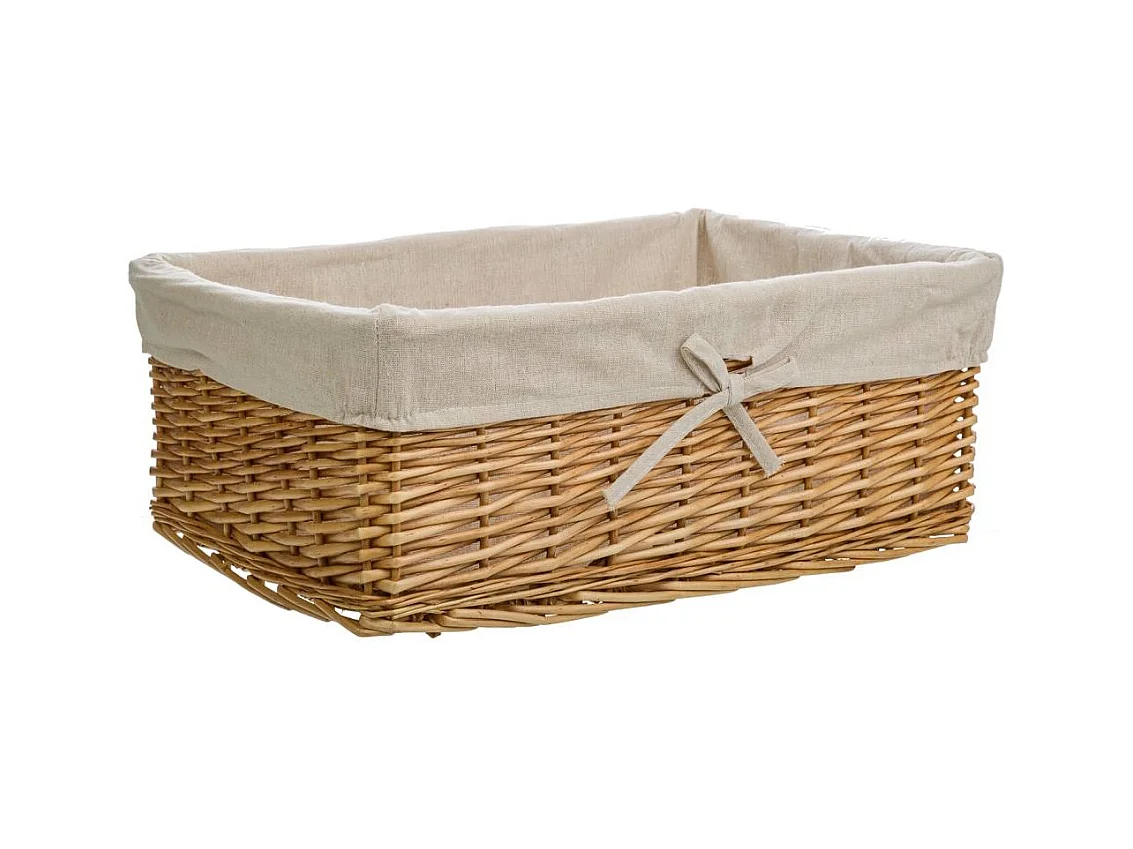 Set di 4 cestini in vimini marrone foderati