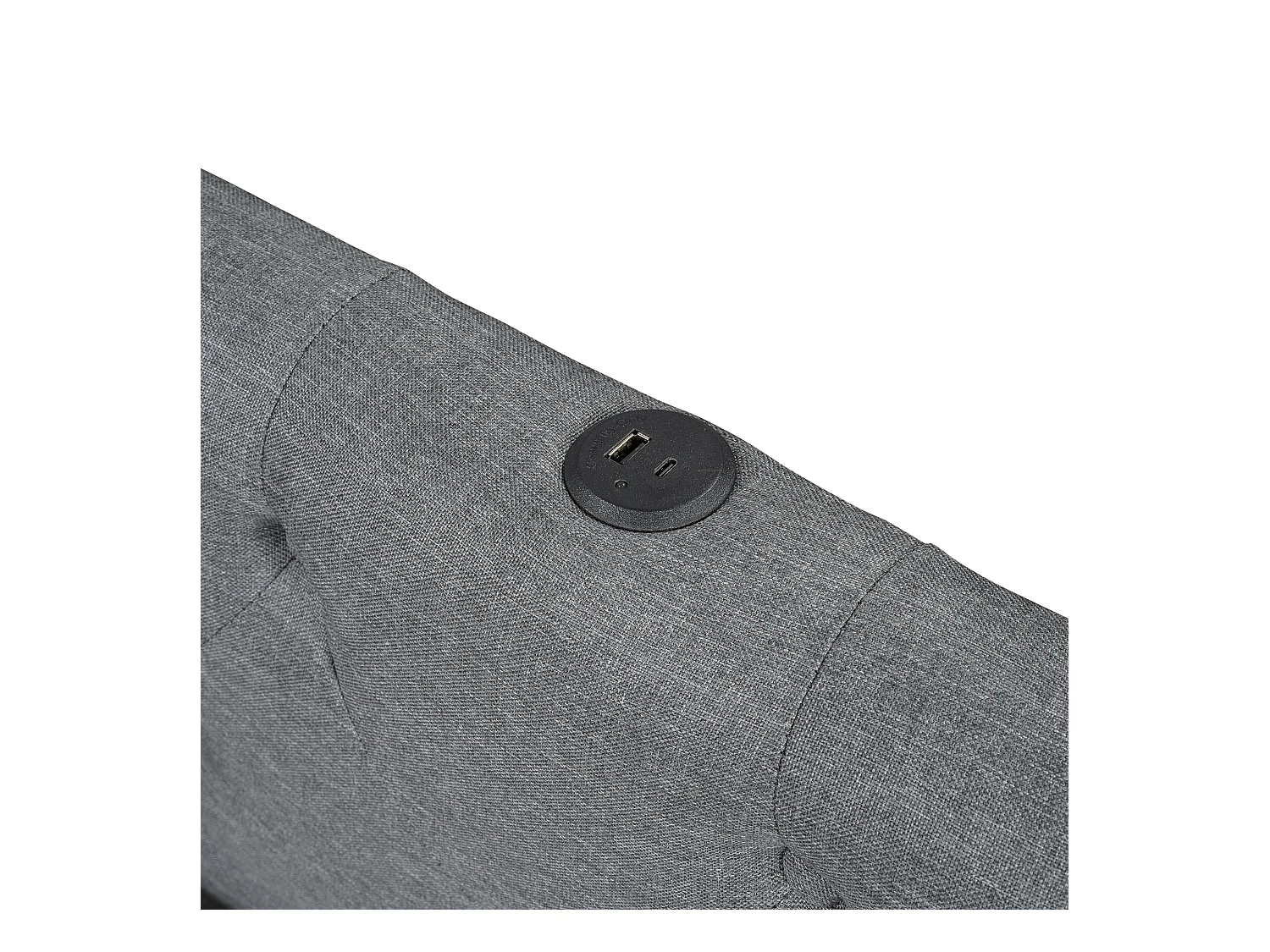 Leżanka lniana 140x200 cm - z diodami LED i portami ładowania - Szara