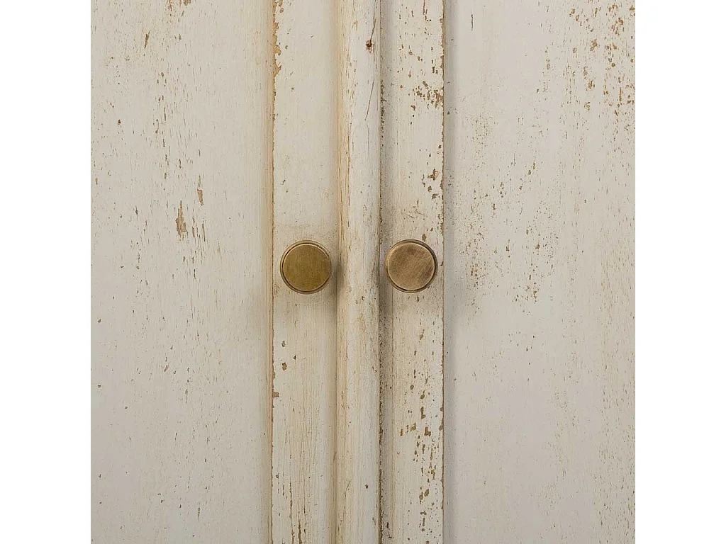 Hall em madeira com acabamento artesanal com 2 portas e 2 gavetas brancas 85x40x100