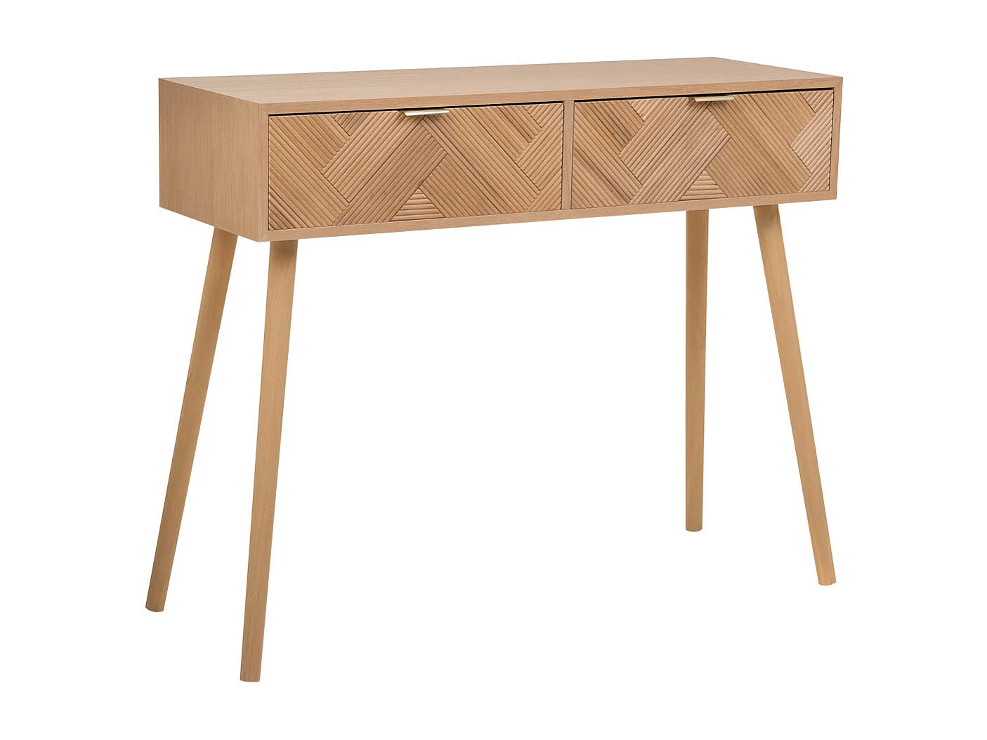 Holzdiele mit 2 braunen Schubladen 99x34x78