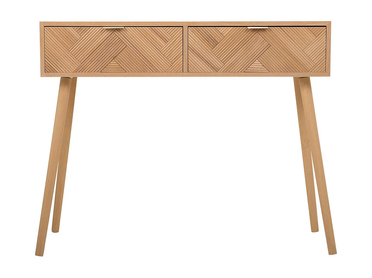 Holzdiele mit 2 braunen Schubladen 99x34x78