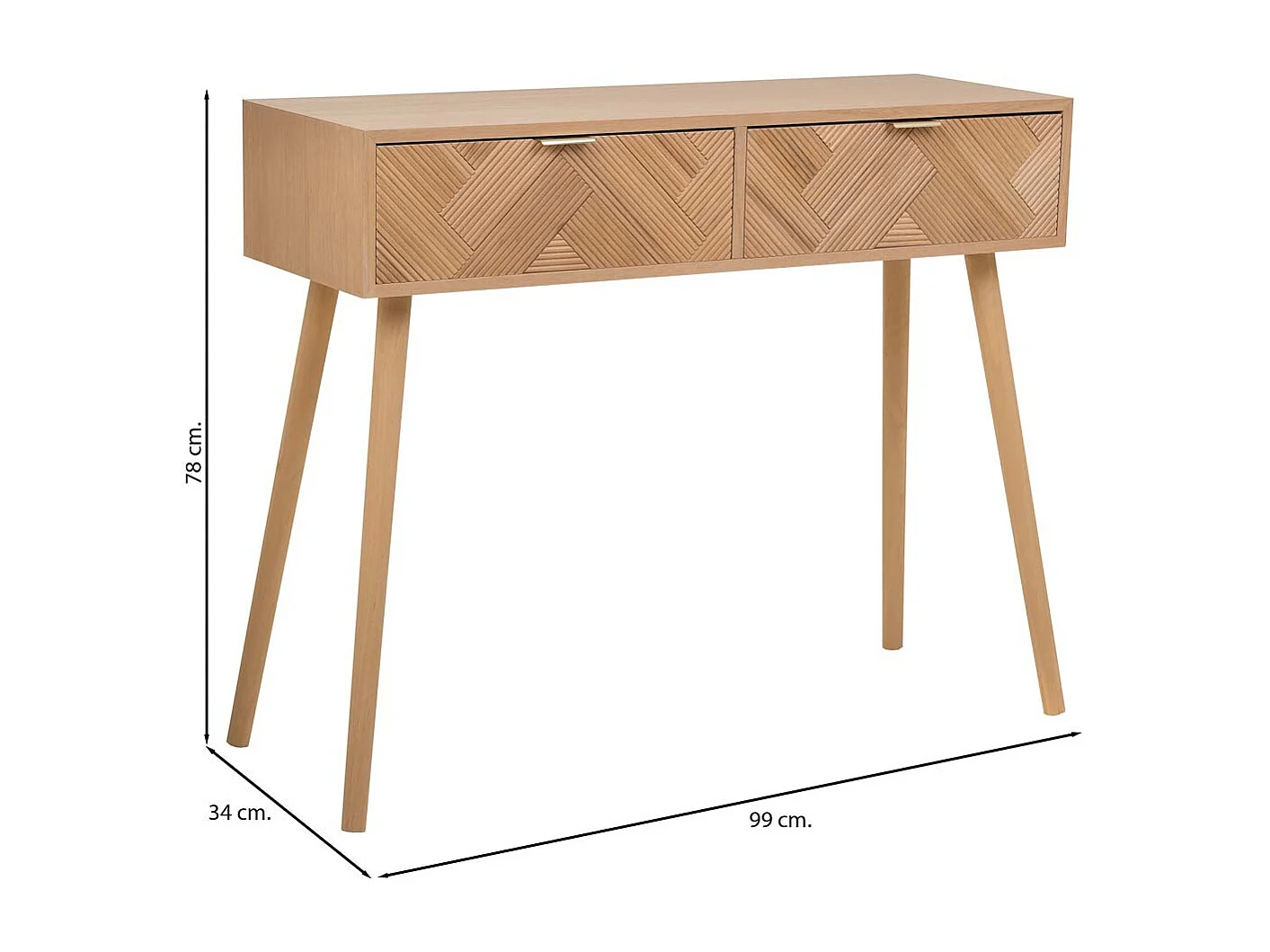 Holzdiele mit 2 braunen Schubladen 99x34x78