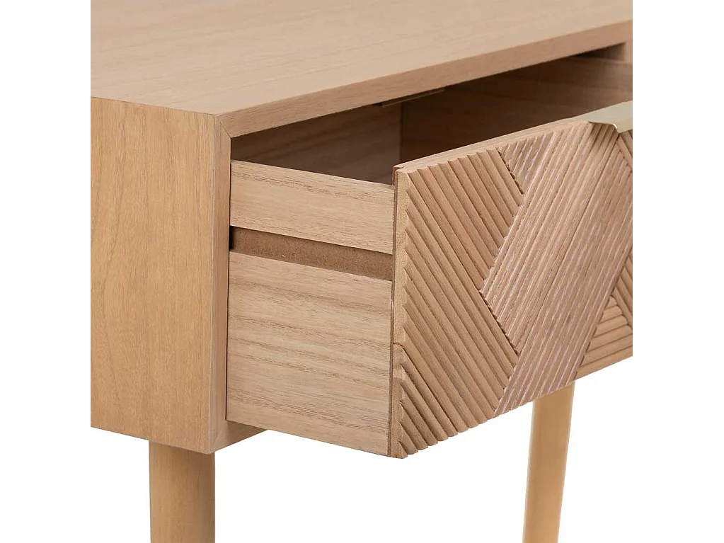 Holzdiele mit 2 braunen Schubladen 99x34x78