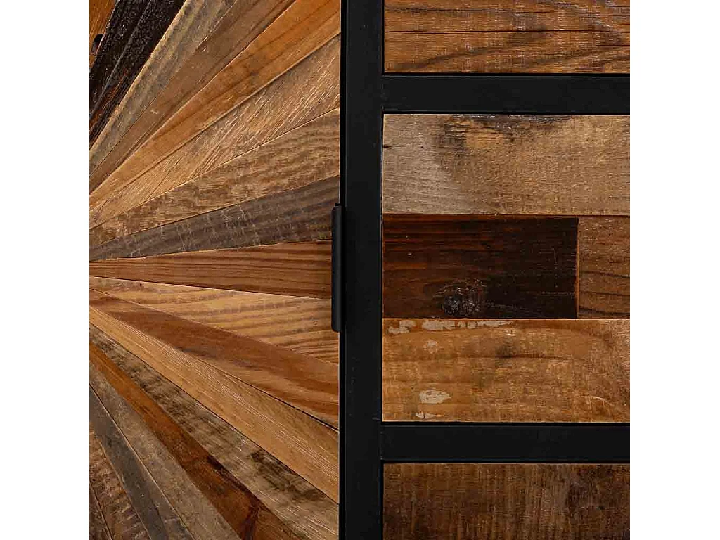 Flur aus Holz und Metall mit 1 Tür und 3 braunen Schubladen 80x34x80