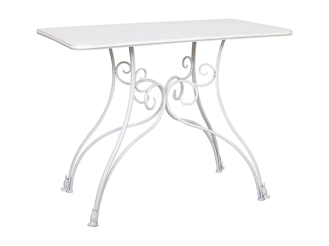 Flurtisch aus gealtertem weißem Metall 100x52x76