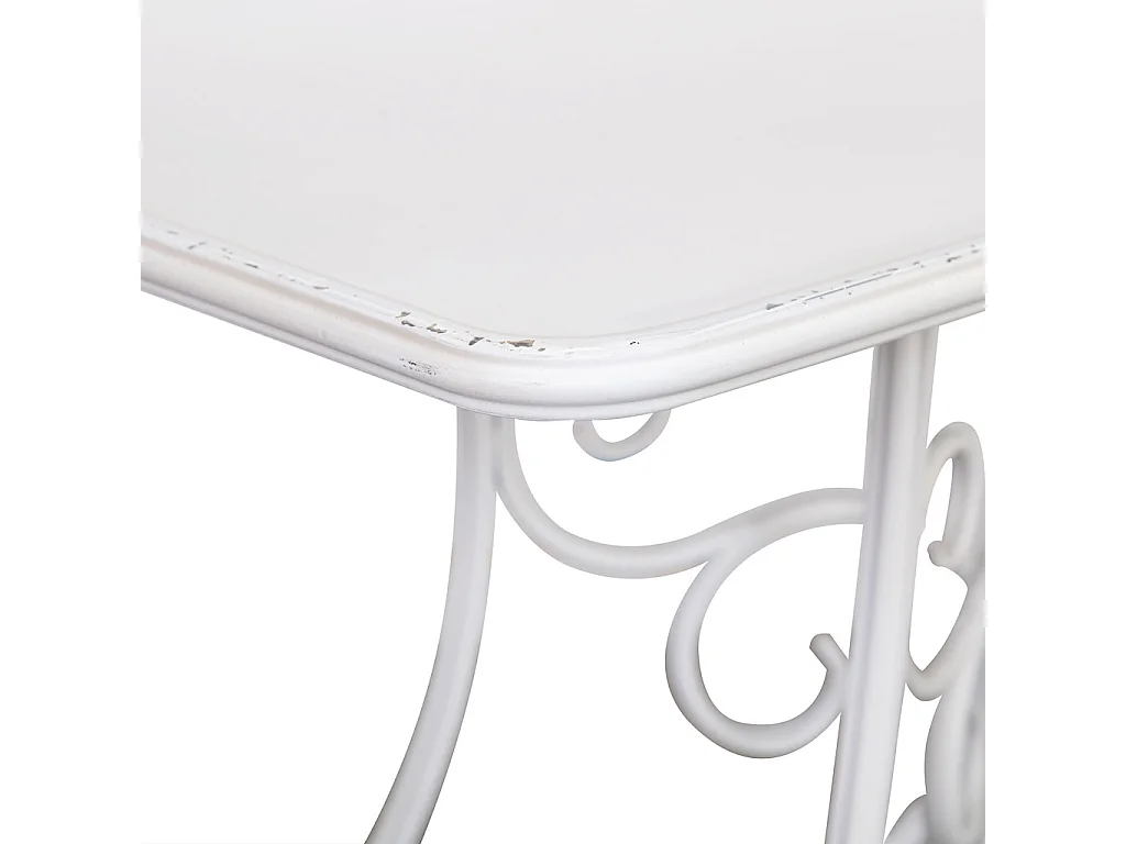 Console de metal envelhecido branco 100x52x76