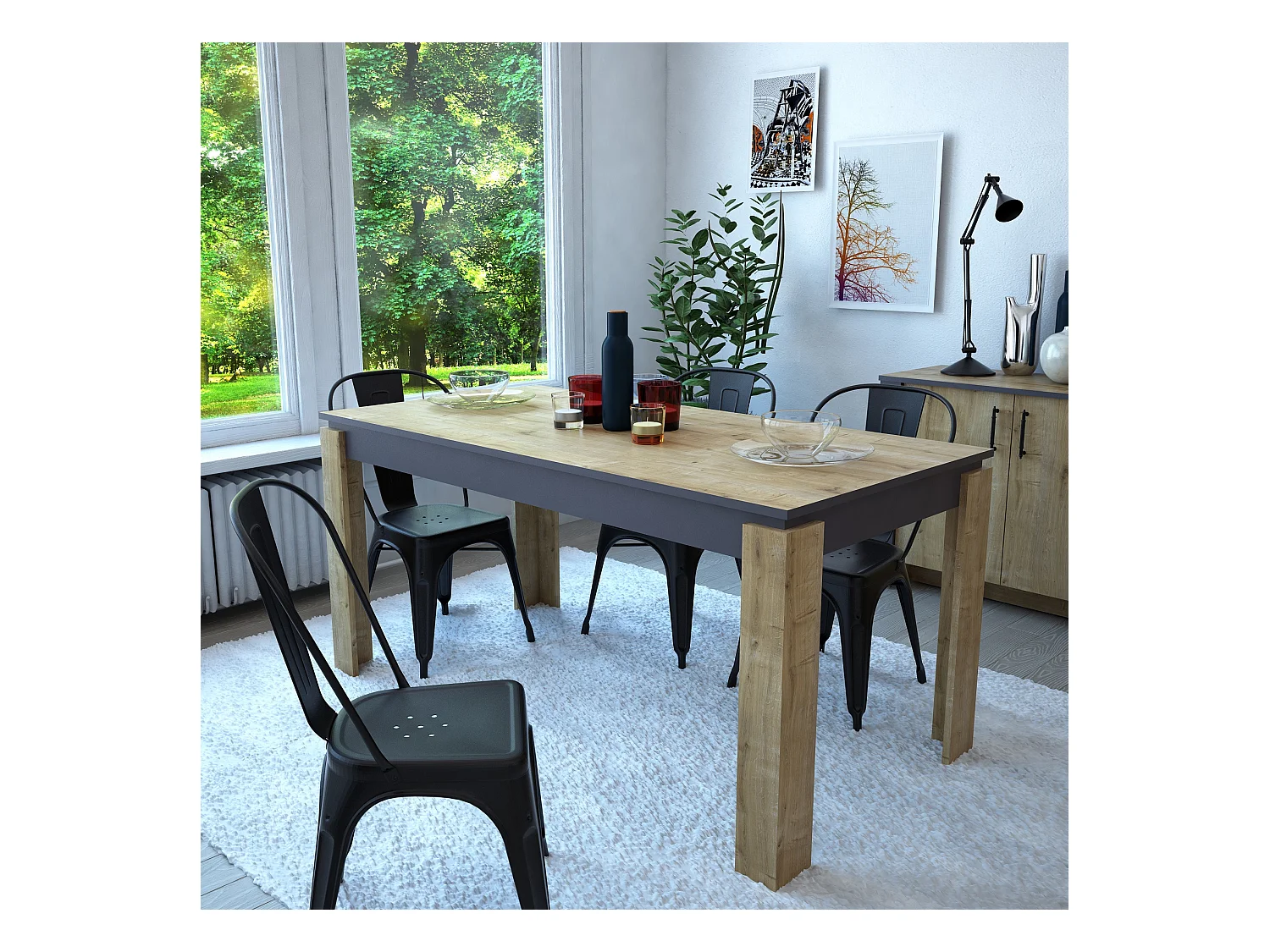 Table à manger, table de repas Manhattan 160 cm