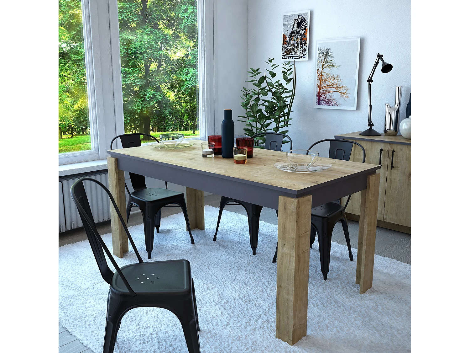 Decorotika Manhattan Rectangular Dining Table for 6 - 80 cm H x 160 cm W x 80 cm D