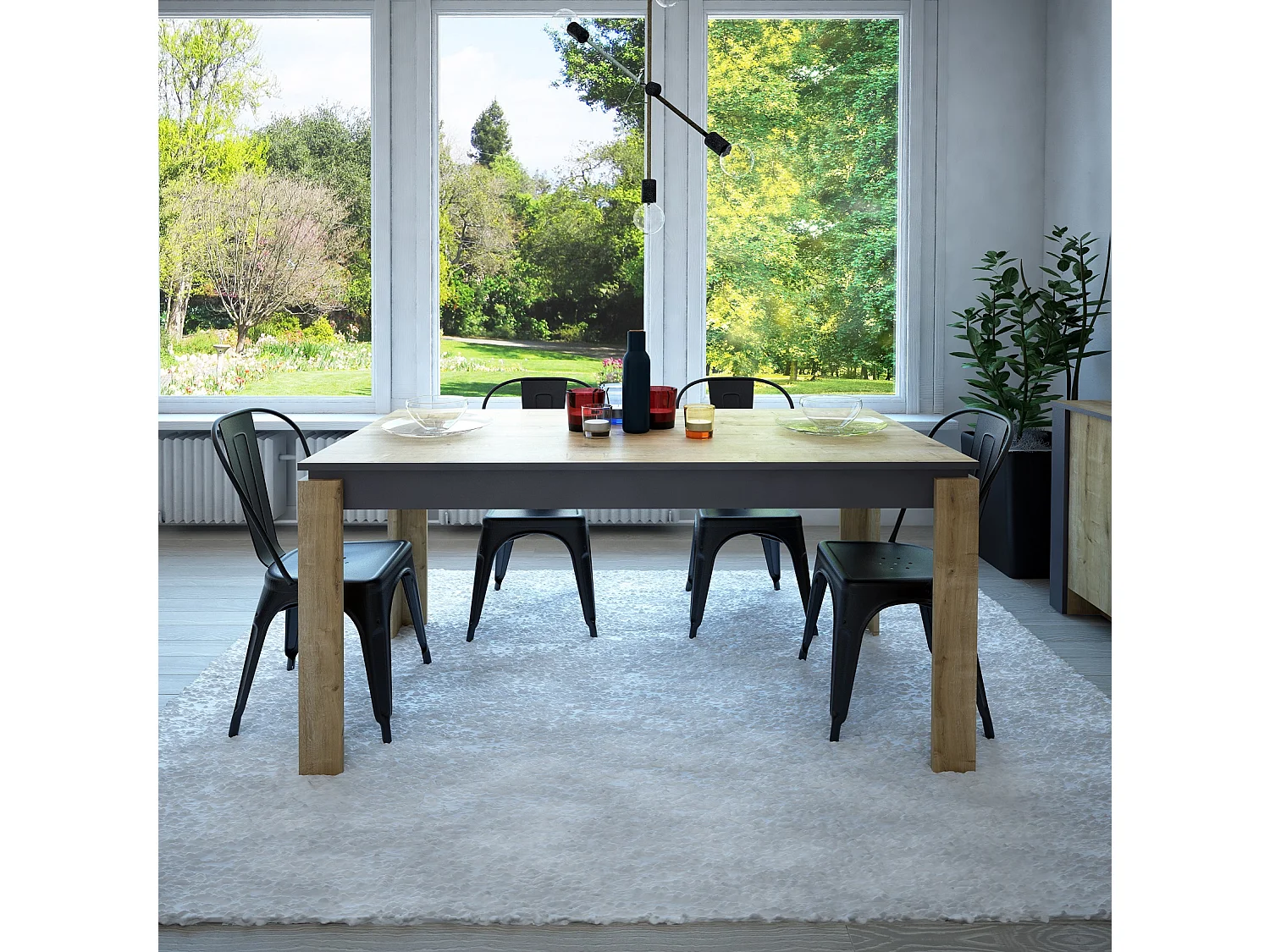Decorotika Manhattan Rectangular Dining Table for 6 - 80 cm H x 160 cm W x 80 cm D