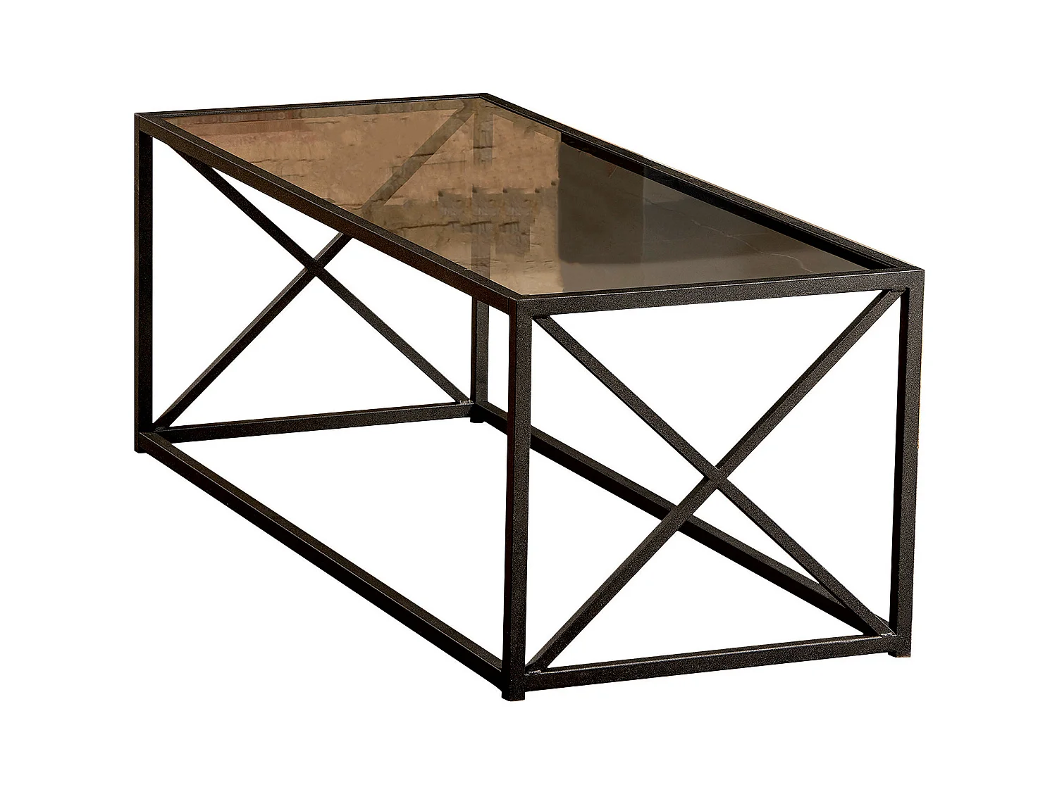 Table basse Geises verre et métal 120 cm (Noir)