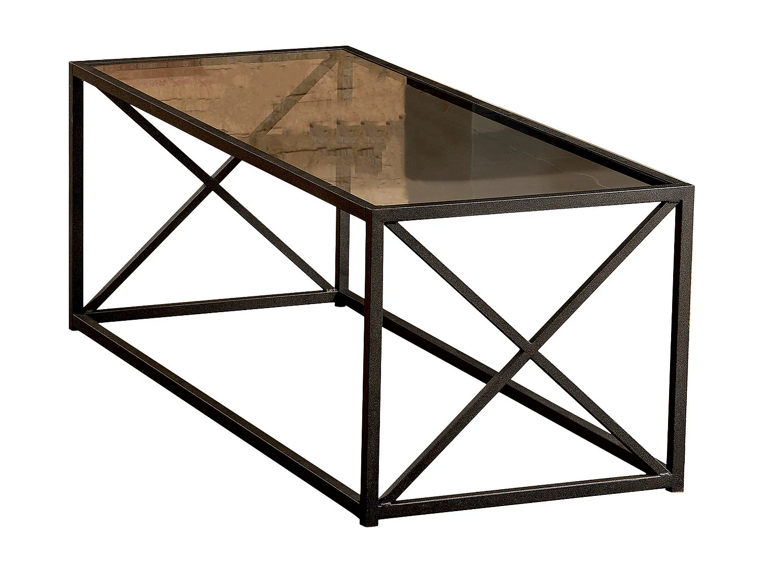 Table basse Geises verre et métal 120 cm (Noir)