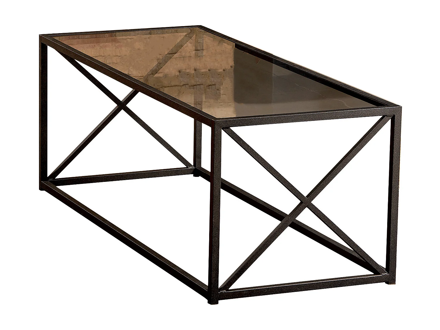Table basse Geises verre et métal 120 cm (Noir)