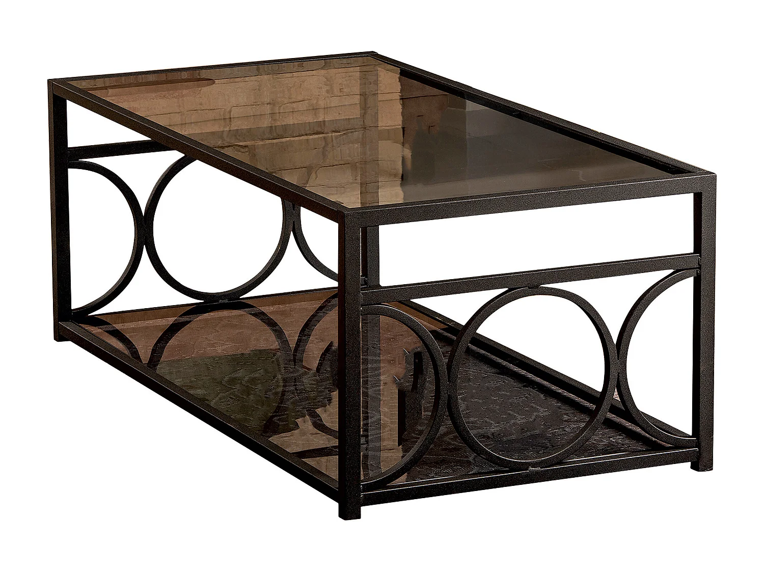 Table basse Fredericas métallique et verre tempéré (Noir)