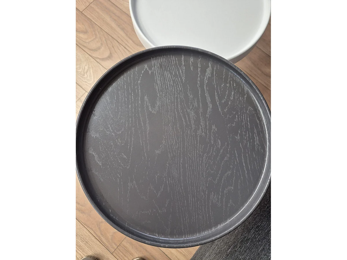 Tables gigognes, set de 3, pieds en bois, colorés (Blanc et Anthracite)