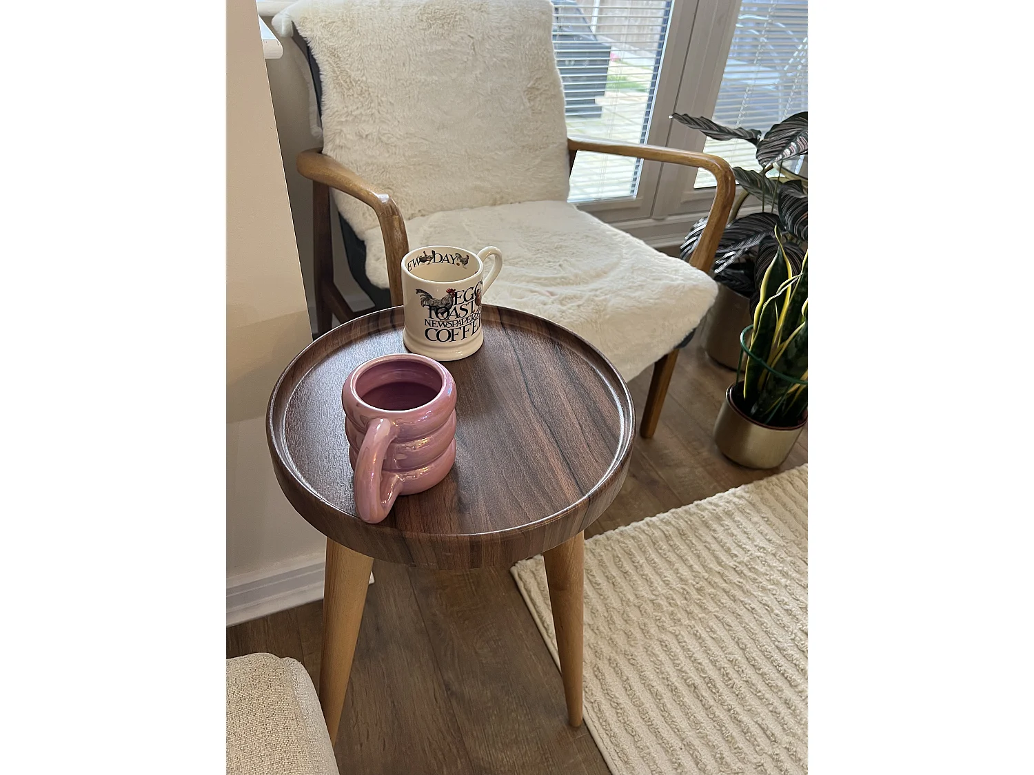 Tables gigognes, set de 3, pieds en bois, tables basses, colorés (Blanc et Noyer)