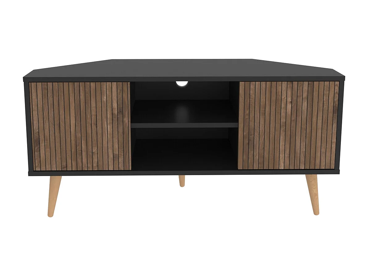 Decorotika Lesson 120 cm Corner TV Unit for TVs up to 51 inches with Cabinets and Open Shelves