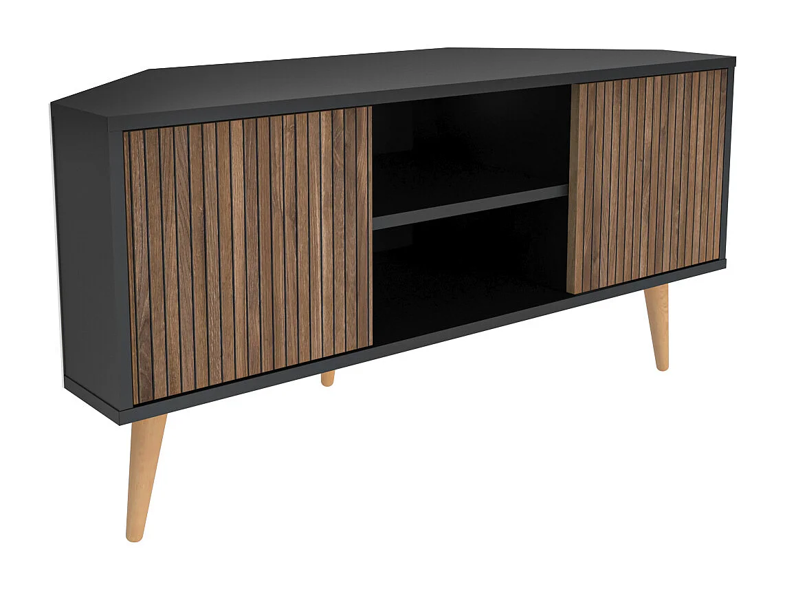 Decorotika Lesson 120 cm Corner TV Unit for TVs up to 51 inches with Cabinets and Open Shelves
