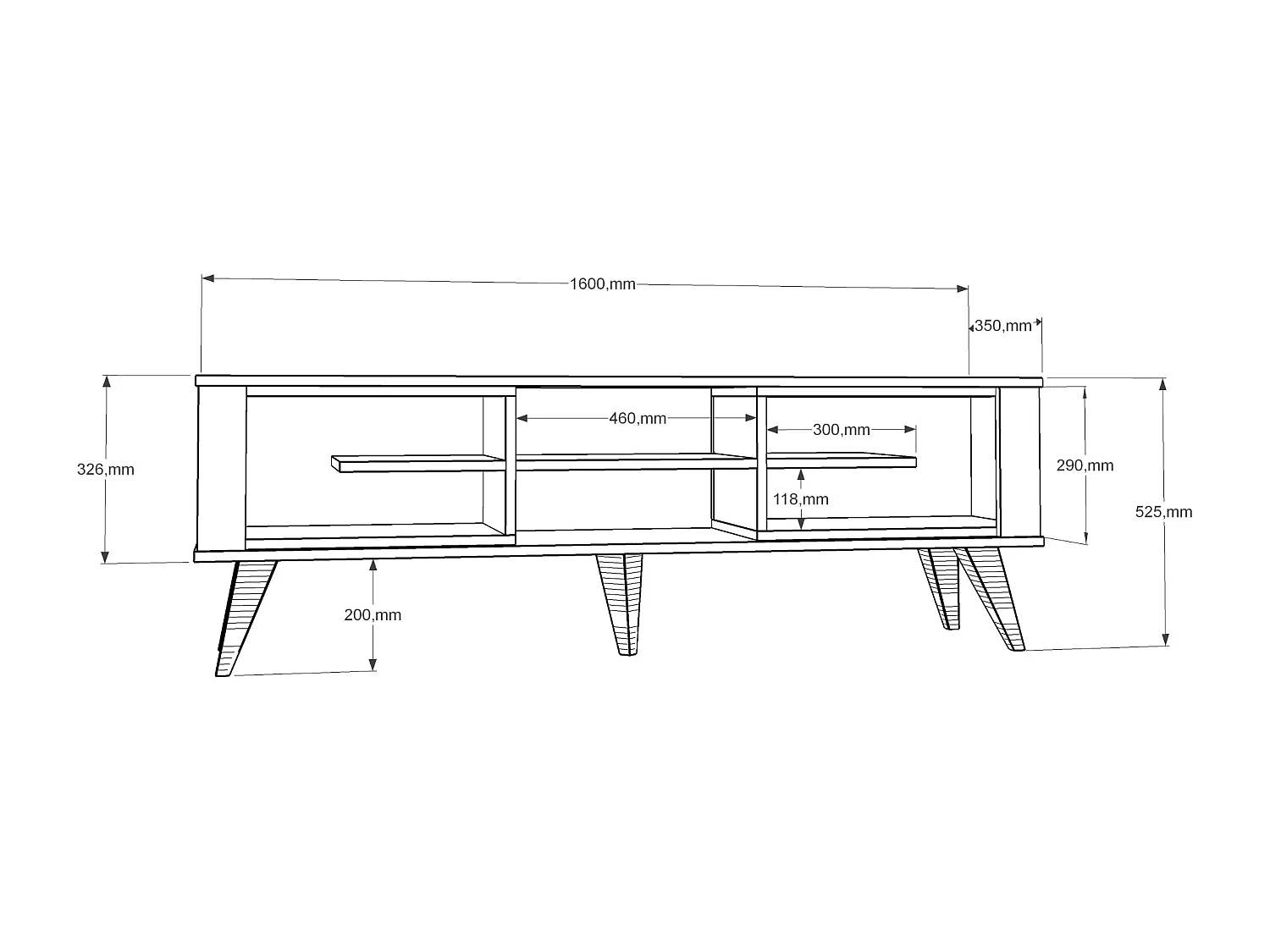Meuble TV Ionis de 160 cm avec niches (Blanc et Oud)
