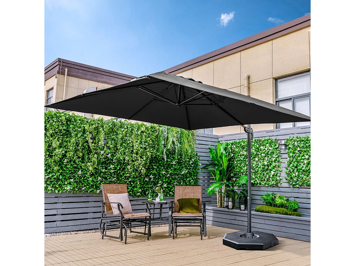 Parasol Déporté Pliable, Parasol de Jardin Extérieur Ø 3M, 3 Réglages d'Inclinaison Rotation à 360°, avec Base Croisée, Protection UV, Event pour Jardin, Terrasse