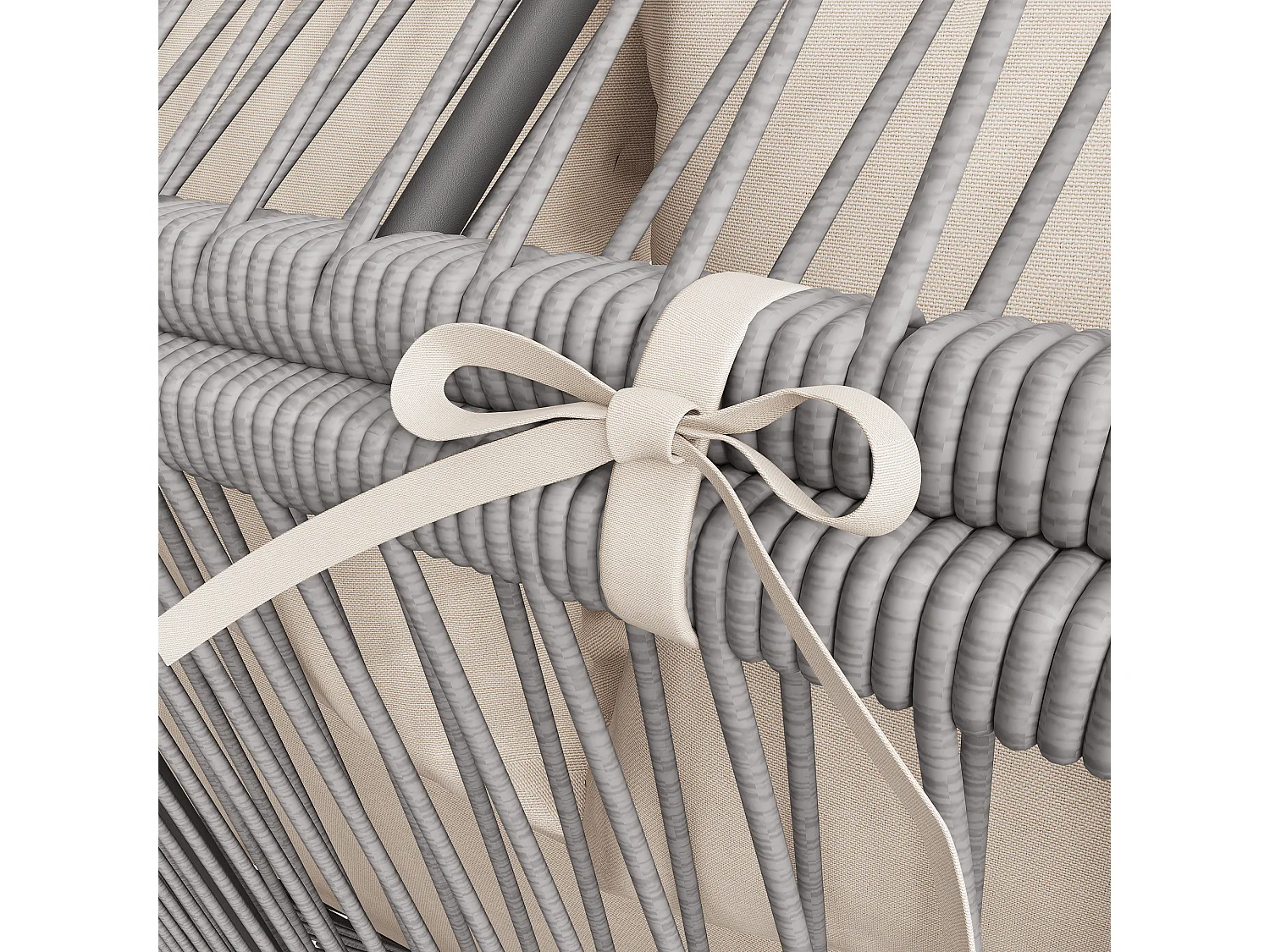 2-osobowy stalowy bujany fotel ogrodowy - rattan PE + żelazo + tkanina wodoodporna - szary