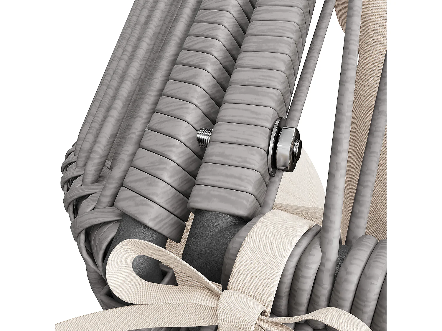 2-osobowy stalowy bujany fotel ogrodowy - rattan PE + żelazo + tkanina wodoodporna - szary