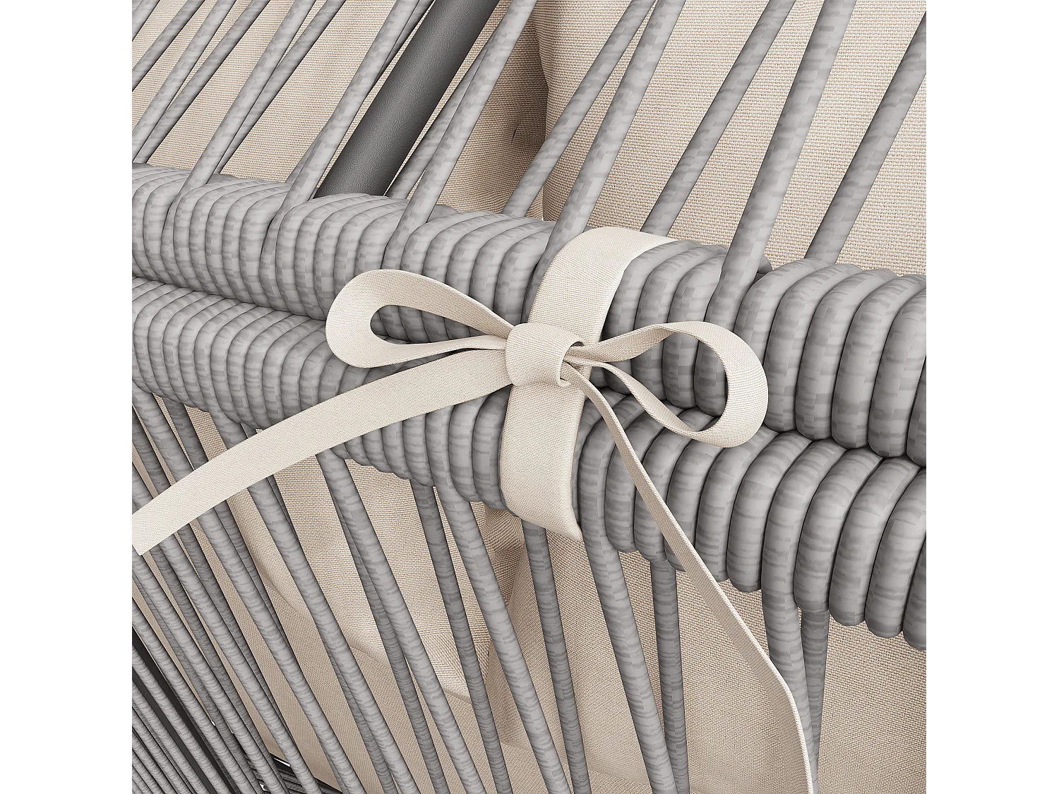 2-osobowy stalowy bujany fotel ogrodowy - rattan PE + żelazo + tkanina wodoodporna - szary