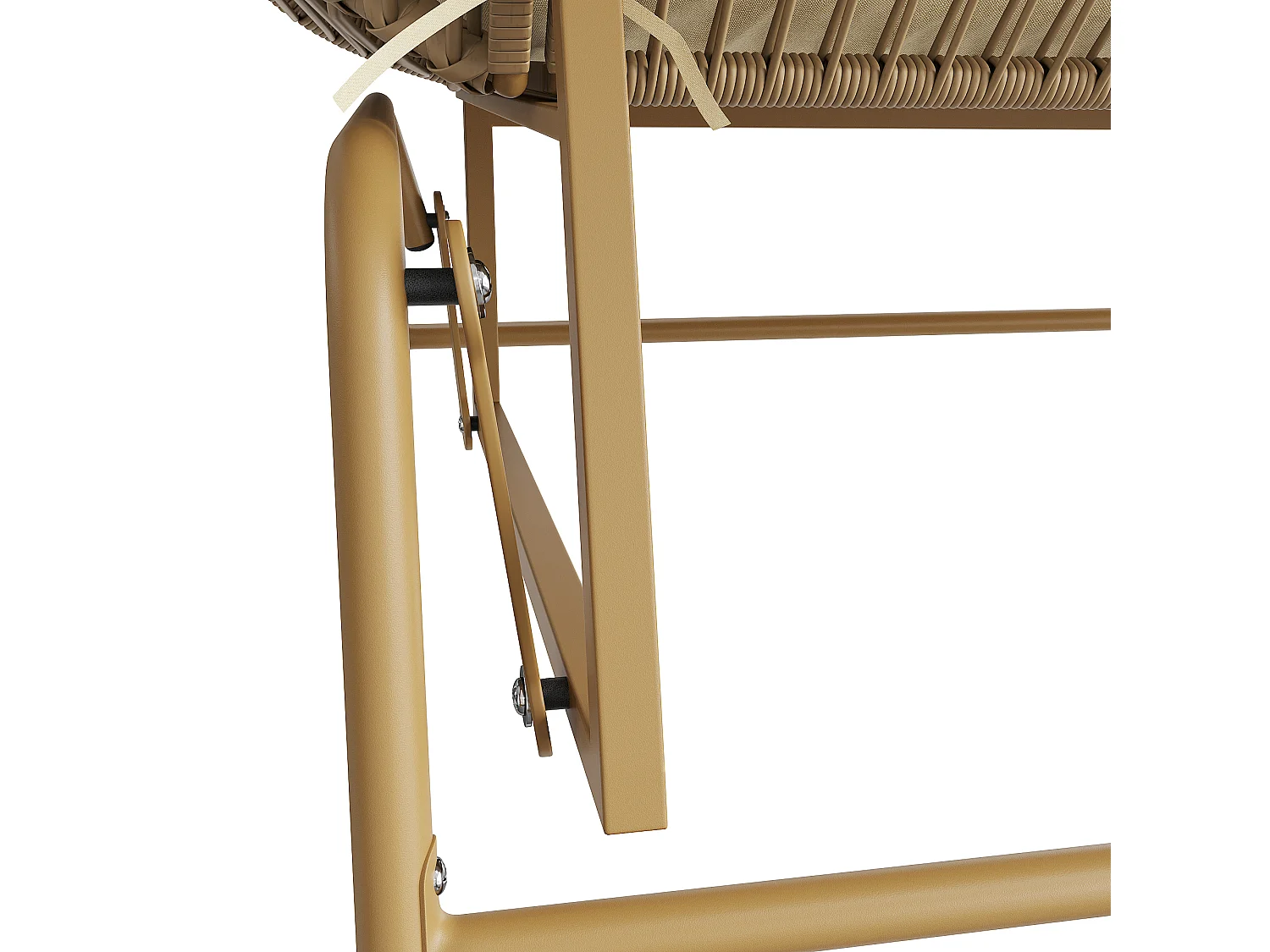 2-Sitzer-Schaukelstuhl aus Stahl für den Garten – PE-Rattan + Eisen + wasserdichter Stoff – Natur