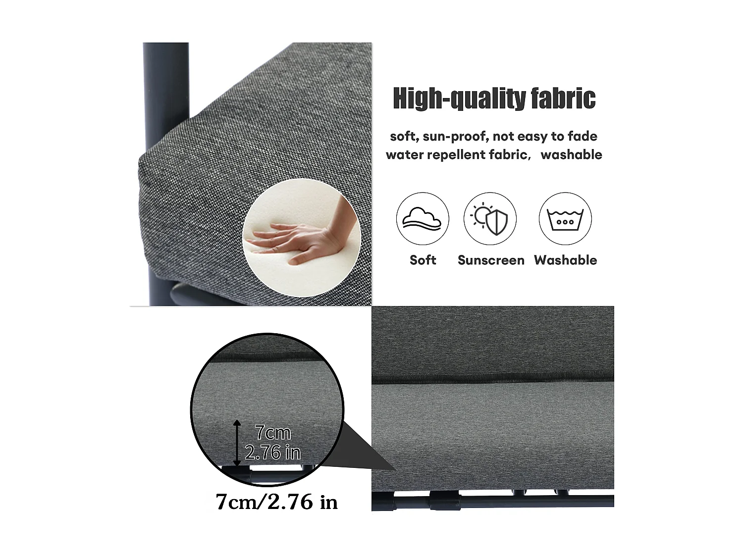 Salon de jardin modulable en fer galvanisé : 1 canapé 2 places + 2 fauteuils + tables basses gigognes - Gris