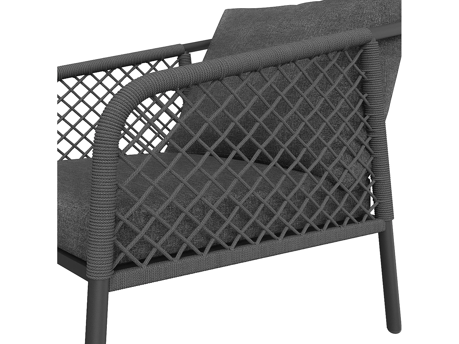 Zestaw mebli ogrodowych metalowych - sofa 2-osobowa, 2 fotele i składane stoliki kawowe - Szary