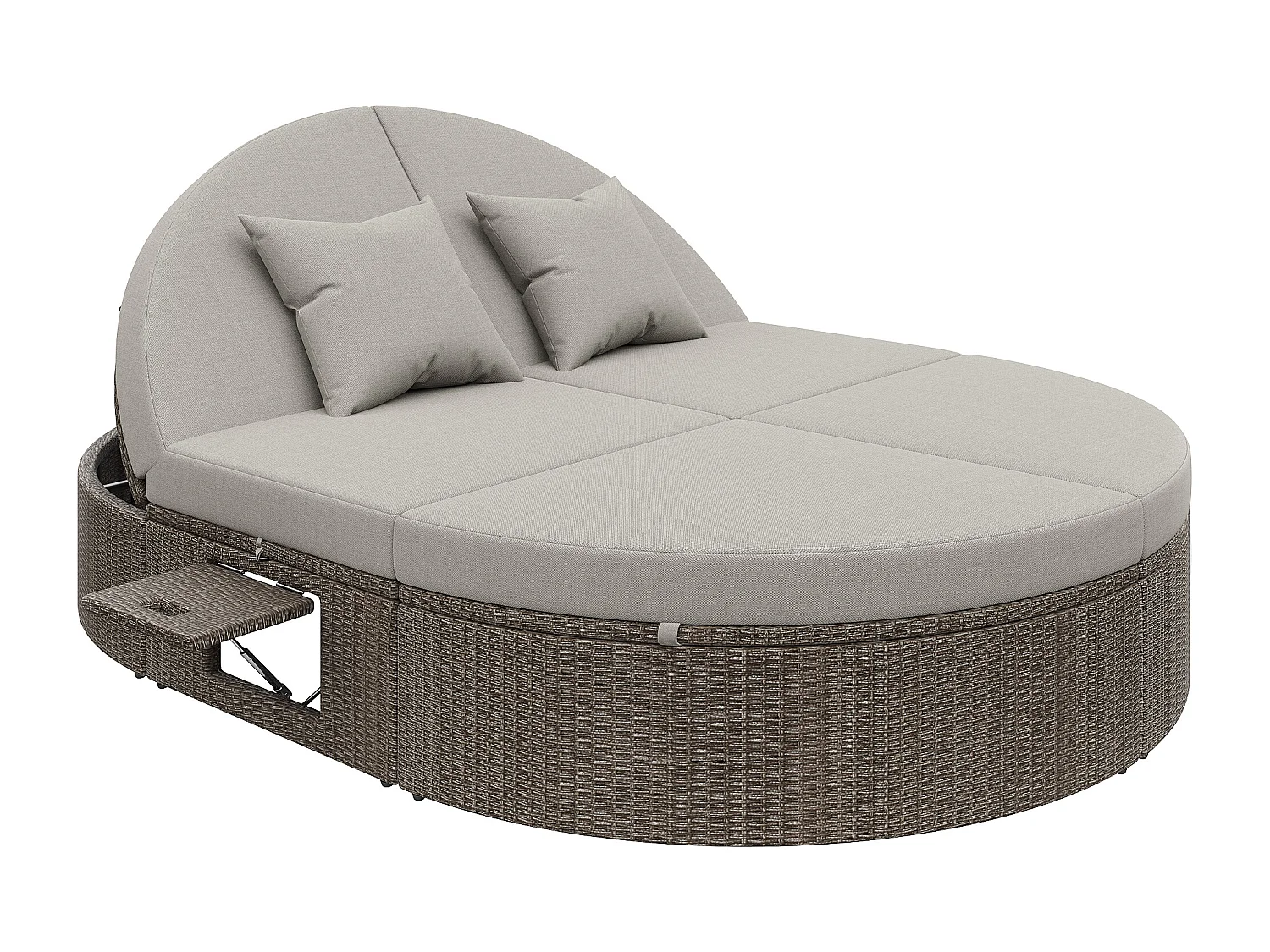 Lit de repos d'extérieur réglable 2 places - Résine tressée et métal - Chaise longue - Gris