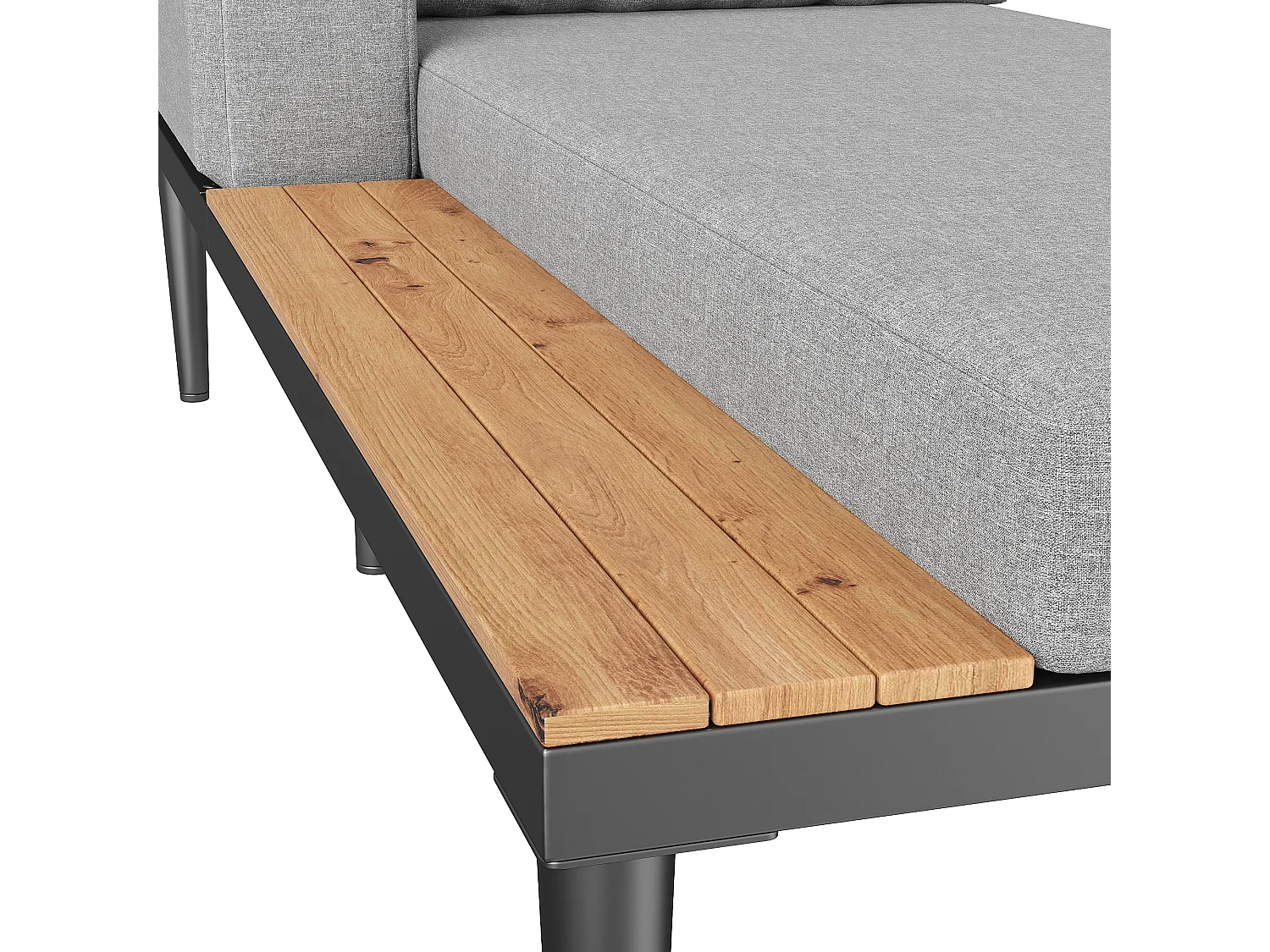 Divano letto da esterno a 2 posti, arredo da giardino - Metallo + poliestere - Cuscini inclusi - Grigio