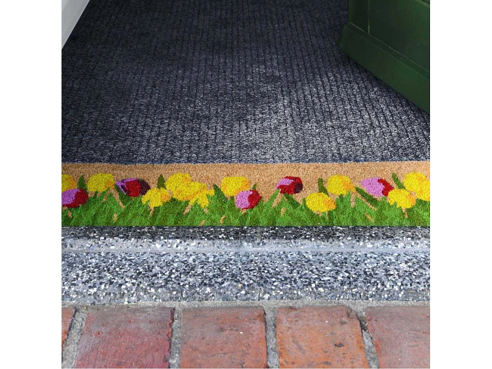 Paillasson en fibre de coco 75 x 25 cm Tulipes