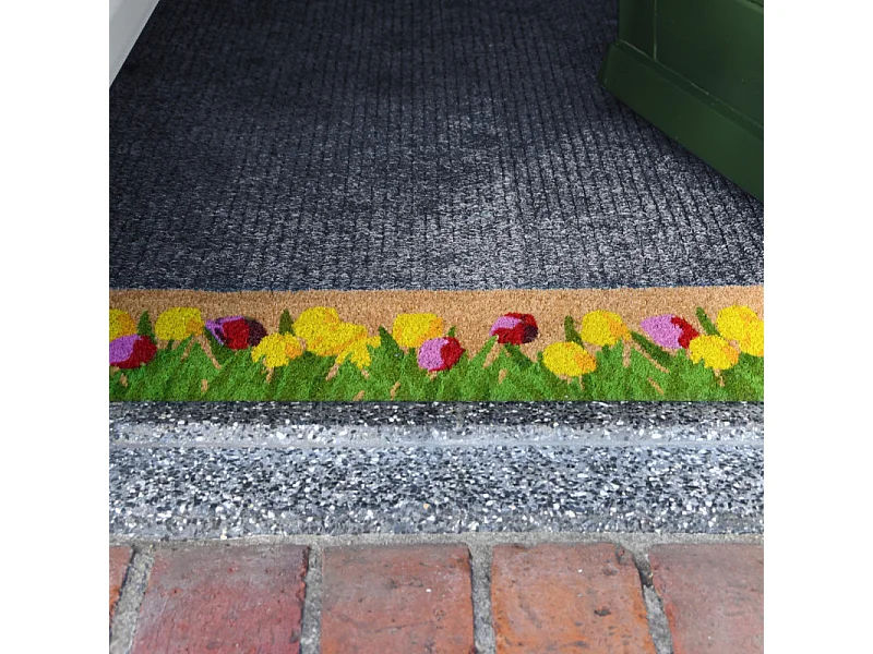 Paillasson en fibre de coco 75 x 25 cm Tulipes